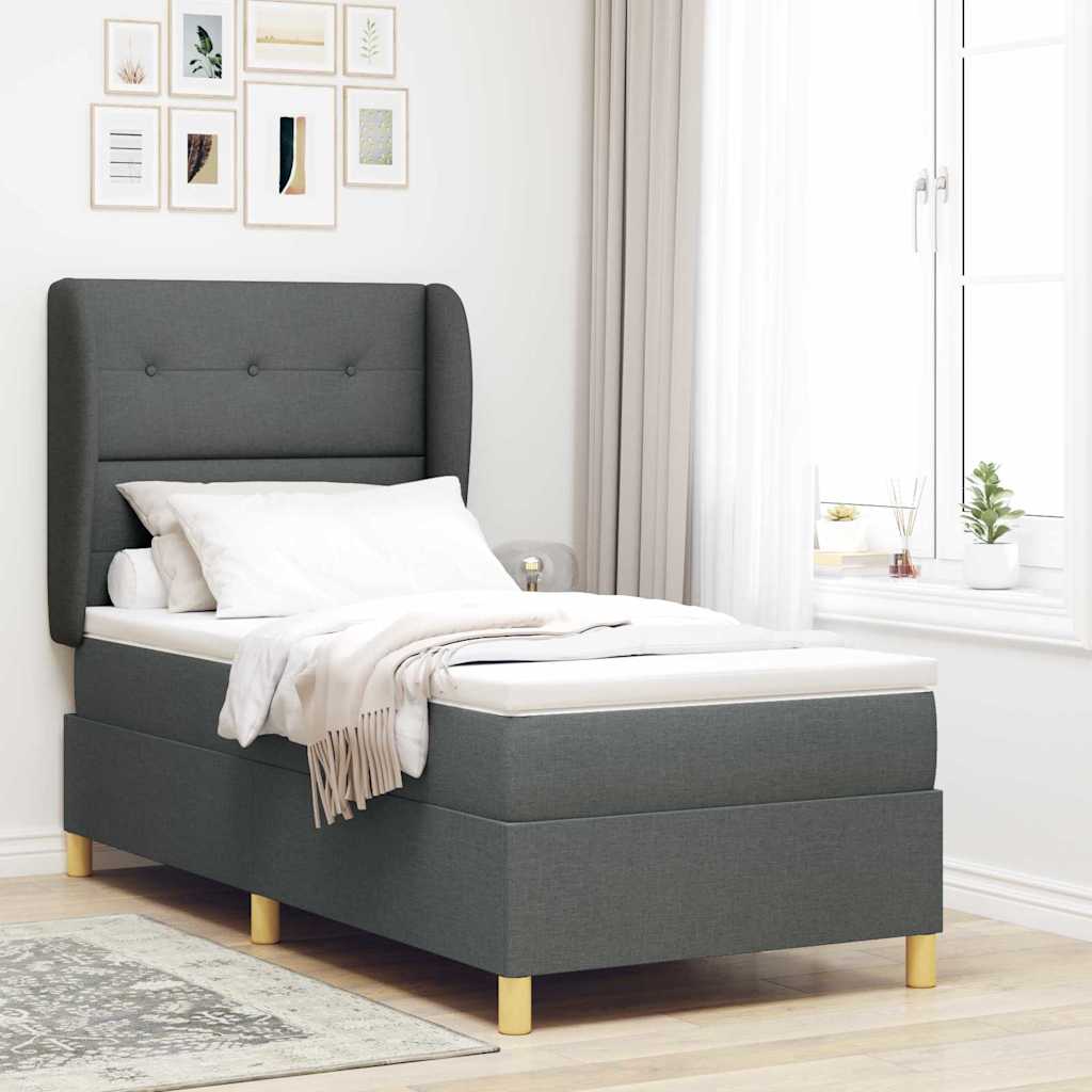 Boxspringbett mit Kopfteil Dunkelgrau 200 x 100 cm Stoff