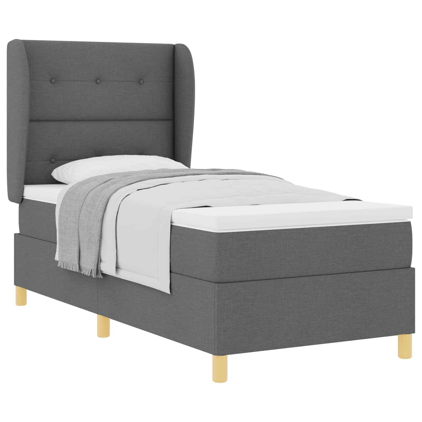 Boxspringbett mit Kopfteil Dunkelgrau 200 x 100 cm Stoff