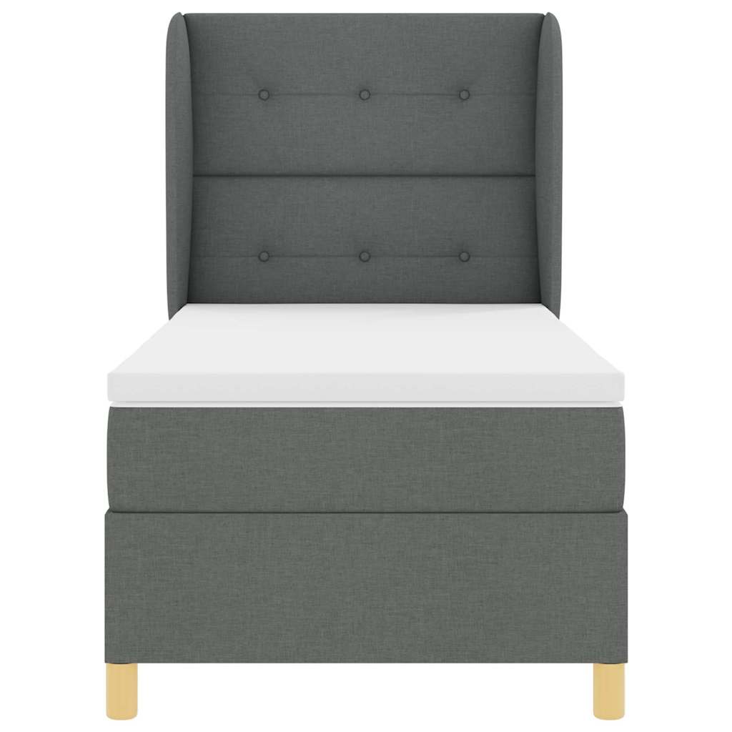 Boxspringbett mit Kopfteil Dunkelgrau 200 x 100 cm Stoff