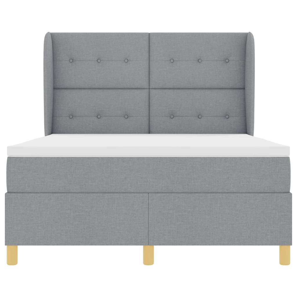 Boxspringbett mit Matratze Hellgrau 190 x 140 cm Stoff