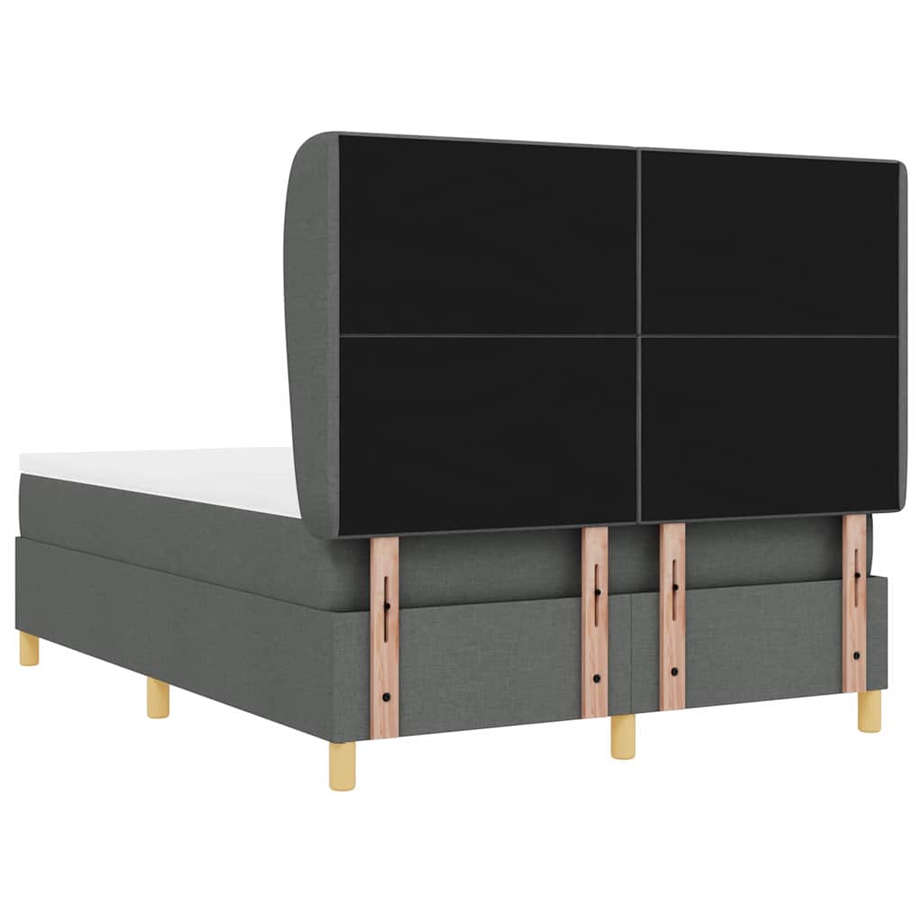 Boxspringbett mit Kopfteil Dunkelgrau 190 x 140 cm Stoff