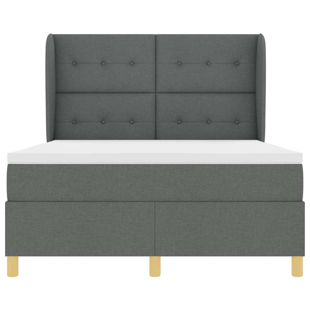 Boxspringbett mit Kopfteil Dunkelgrau 190 x 140 cm Stoff
