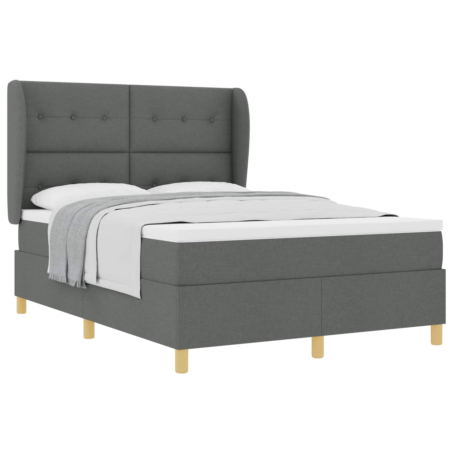 Boxspringbett mit Kopfteil Dunkelgrau 200 x 140 cm Stoff