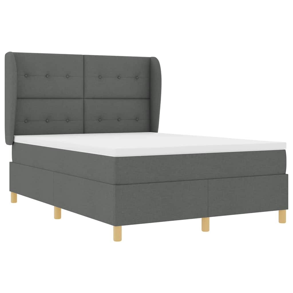 Boxspringbett mit Kopfteil Dunkelgrau 200 x 140 cm Stoff