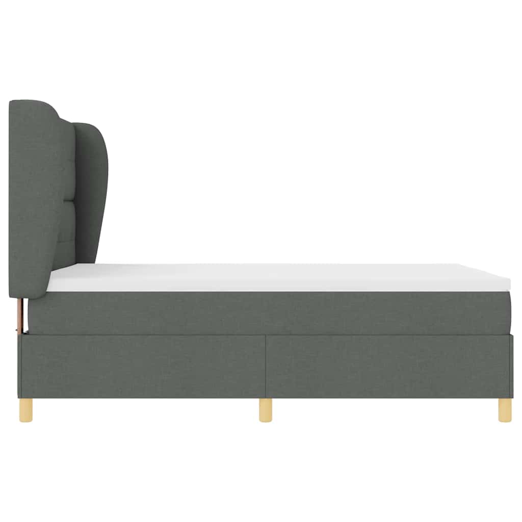 Boxspringbett mit Kopfteil Dunkelgrau 200 x 140 cm Stoff