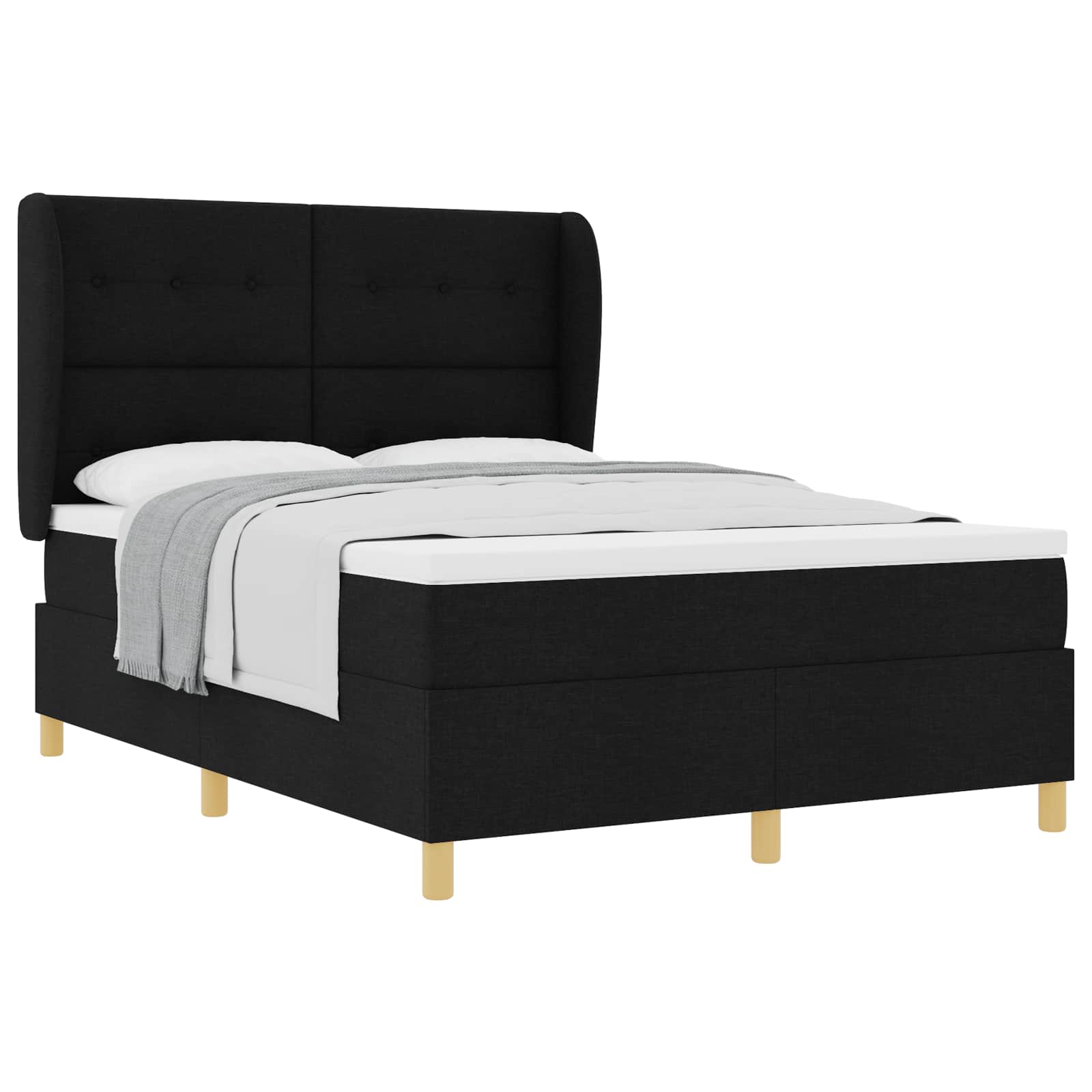 Boxspringbett mit Kopfteil Schwarz 200 x 140 cm Stoff
