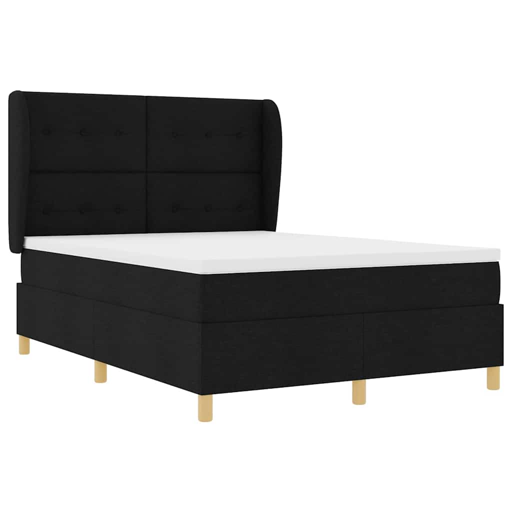 Boxspringbett mit Kopfteil Schwarz 200 x 140 cm Stoff