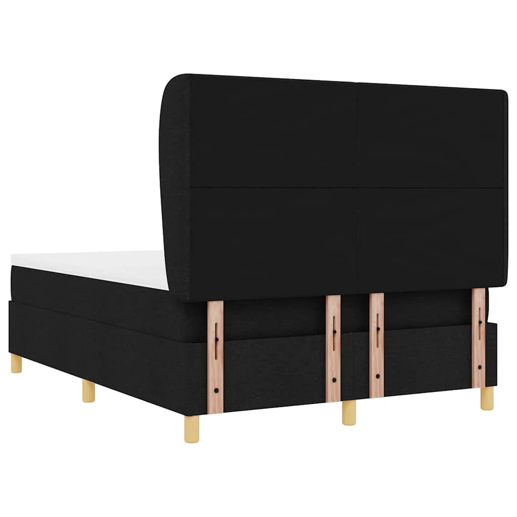 Boxspringbett mit Kopfteil Schwarz 200 x 140 cm Stoff