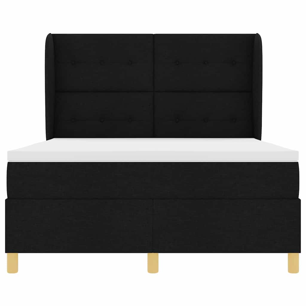 Boxspringbett mit Kopfteil Schwarz 200 x 140 cm Stoff