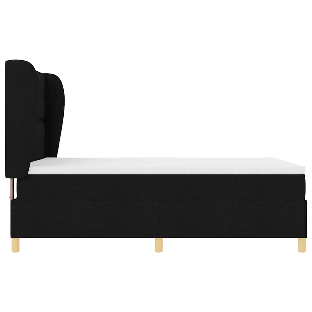 Boxspringbett mit Kopfteil Schwarz 200 x 140 cm Stoff