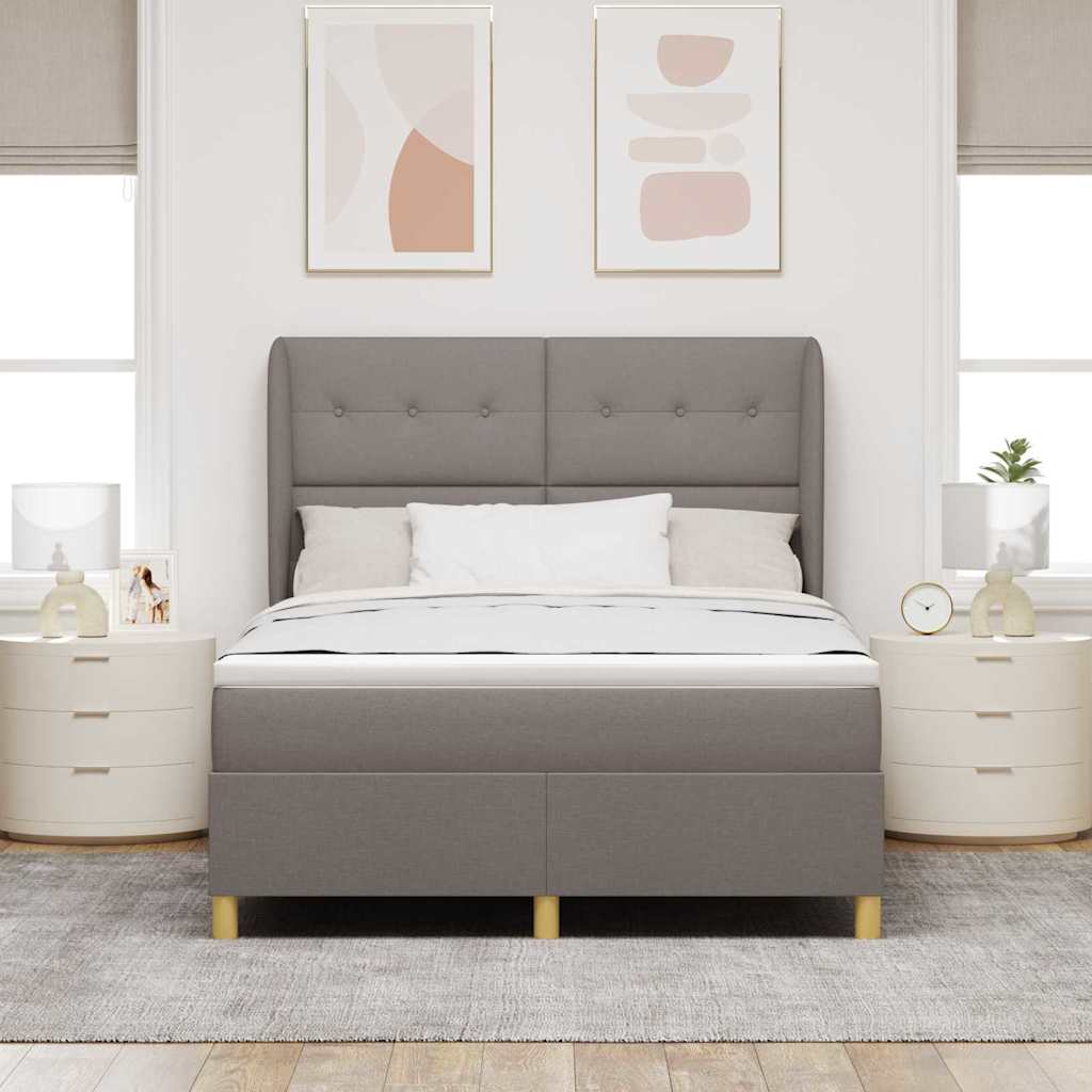 Boxspringbett mit Matratze Taupe 200 x 140 cm Stoff