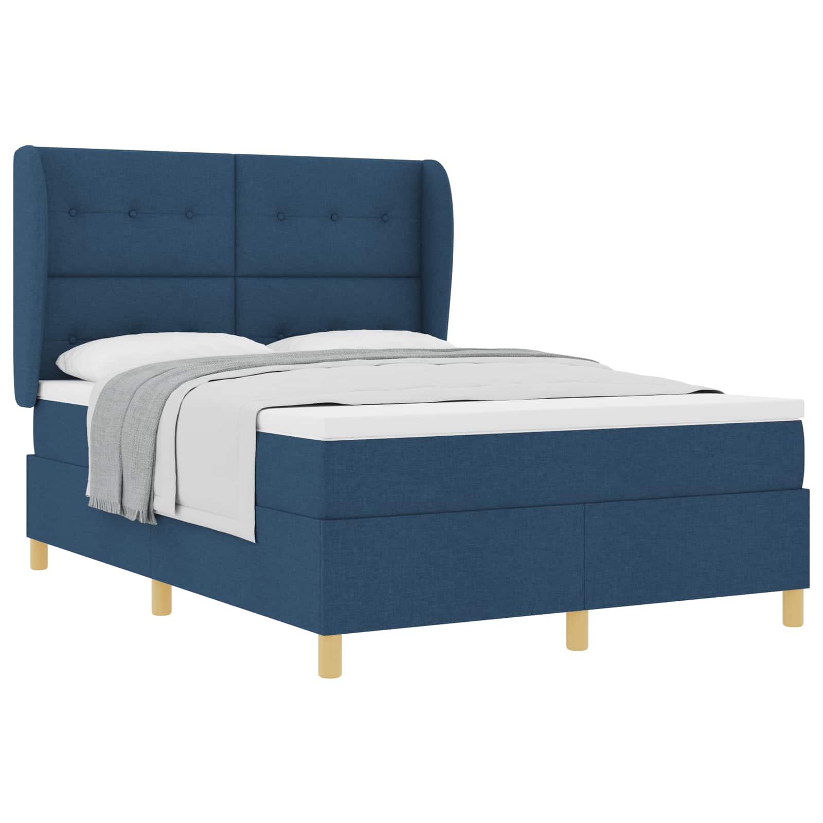 Boxspringbett mit Kopfteil Blau 200 x 140 cm Stoff