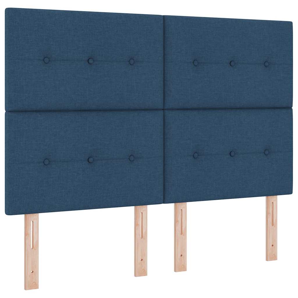 Boxspringbett mit Kopfteil Blau 200 x 140 cm Stoff