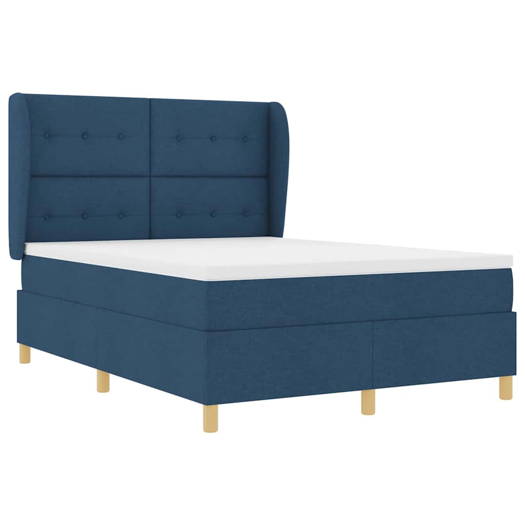 Boxspringbett mit Kopfteil Blau 200 x 140 cm Stoff