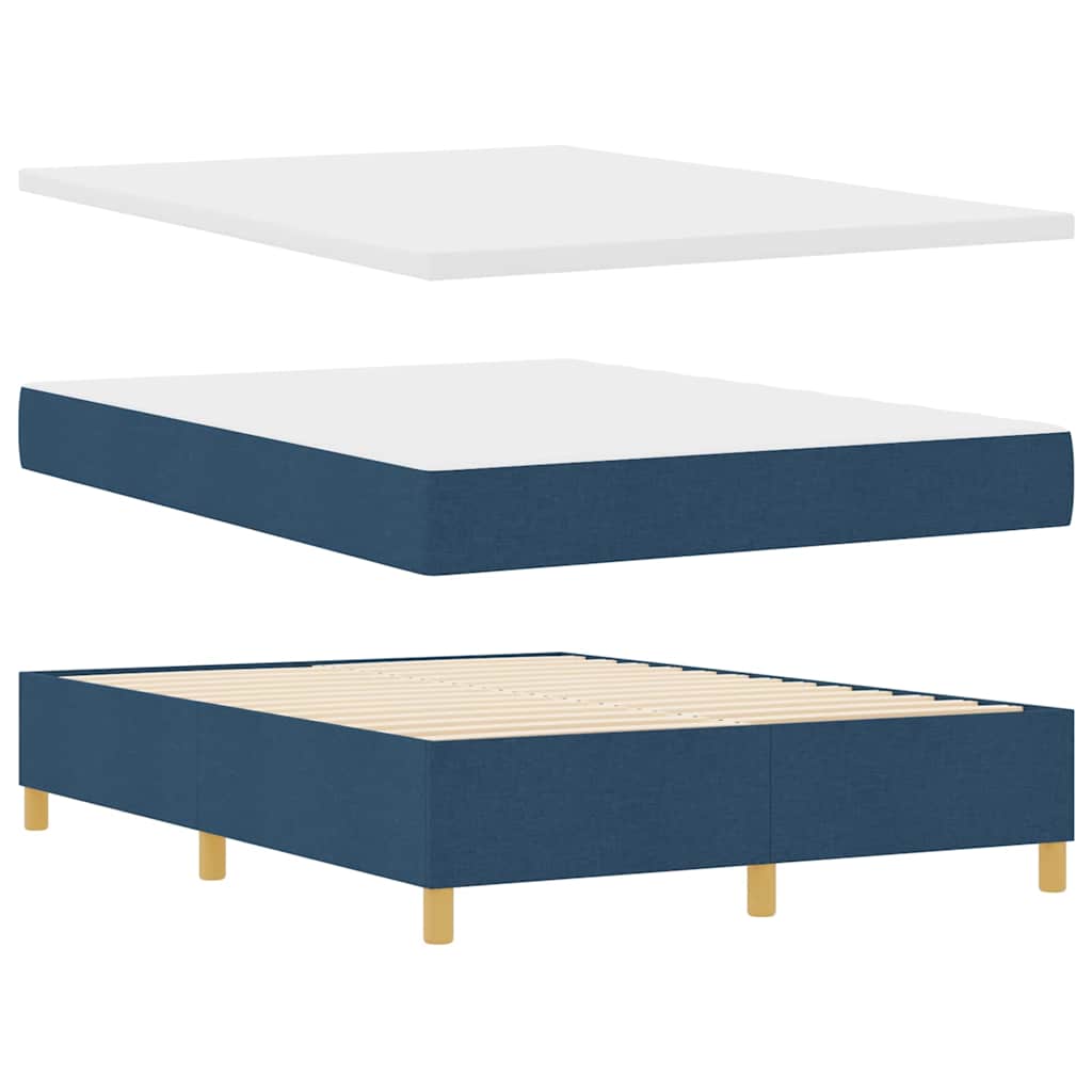 Boxspringbett mit Kopfteil Blau 200 x 140 cm Stoff