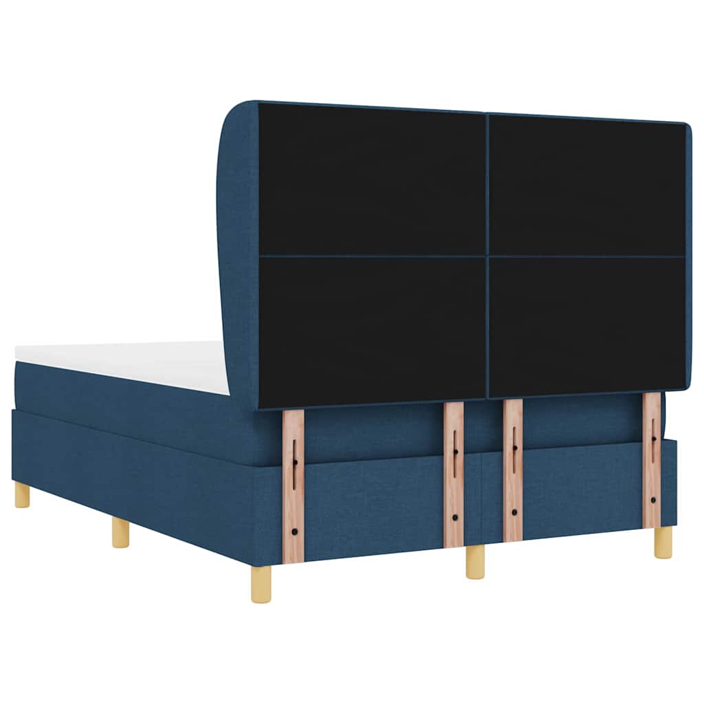 Boxspringbett mit Kopfteil Blau 200 x 140 cm Stoff