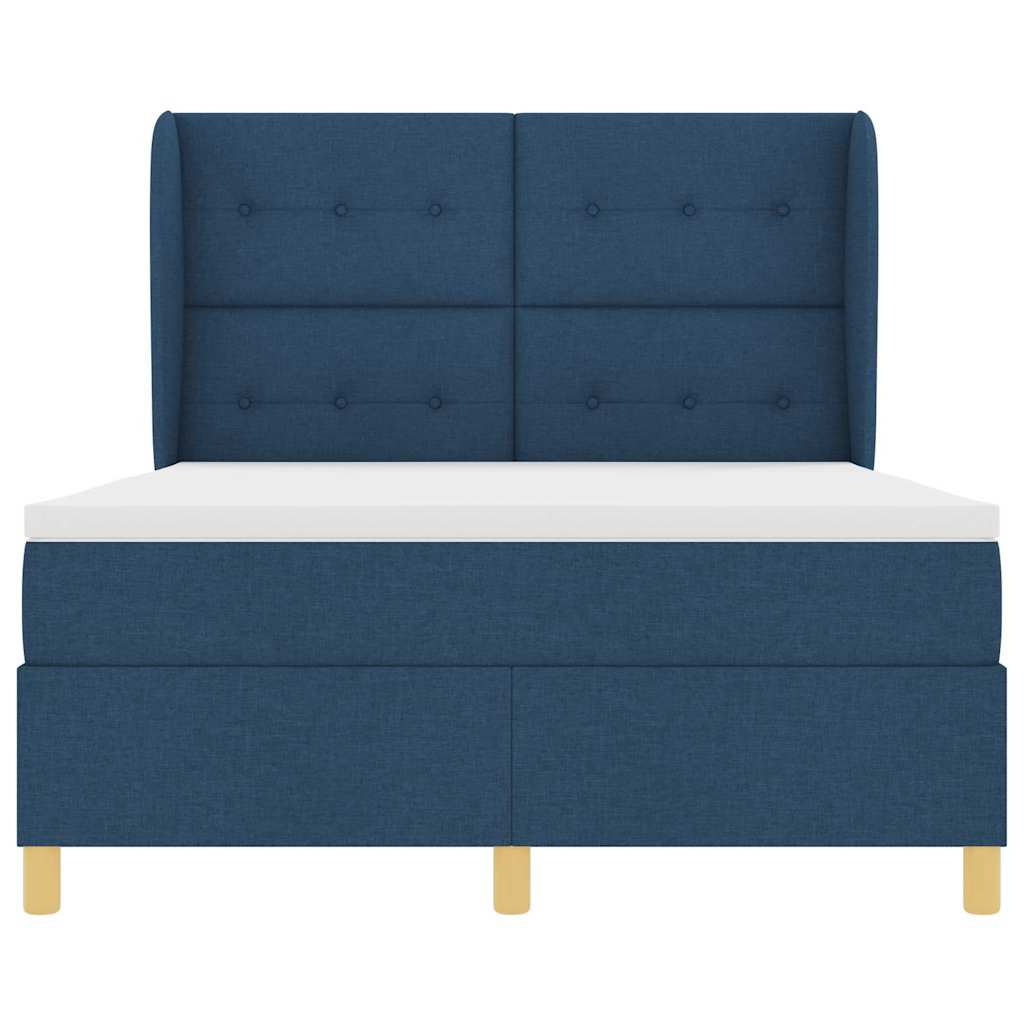 Boxspringbett mit Kopfteil Blau 200 x 140 cm Stoff