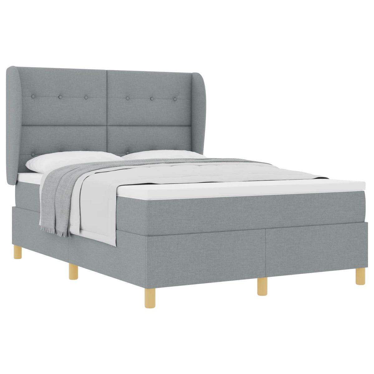 Boxspringbett mit Kopfteil Hellgrau 200 x 160 cm Stoff