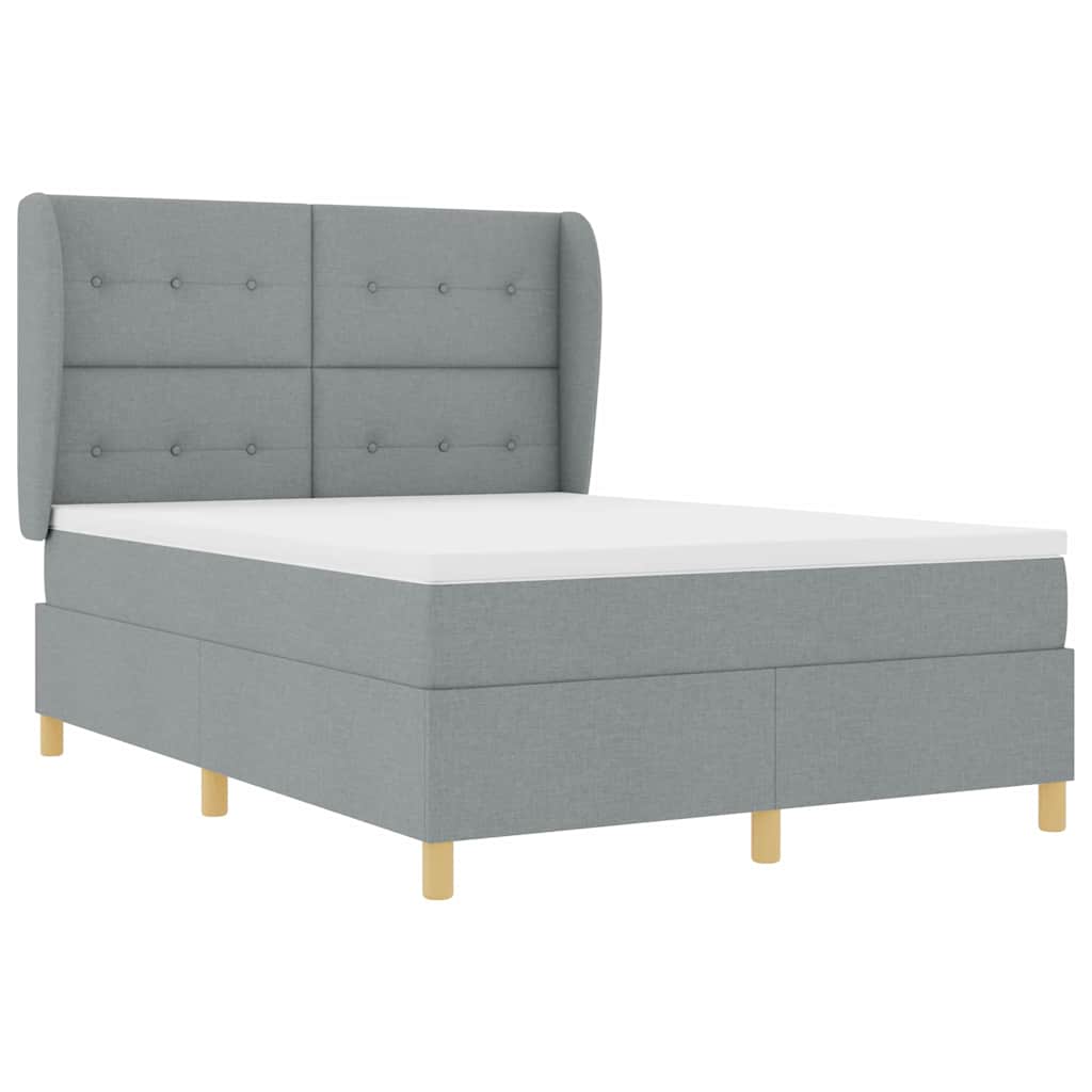 Boxspringbett mit Kopfteil Hellgrau 200 x 160 cm Stoff