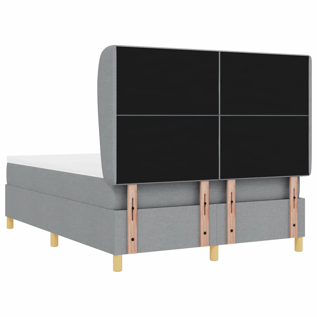 Boxspringbett mit Kopfteil Hellgrau 200 x 160 cm Stoff