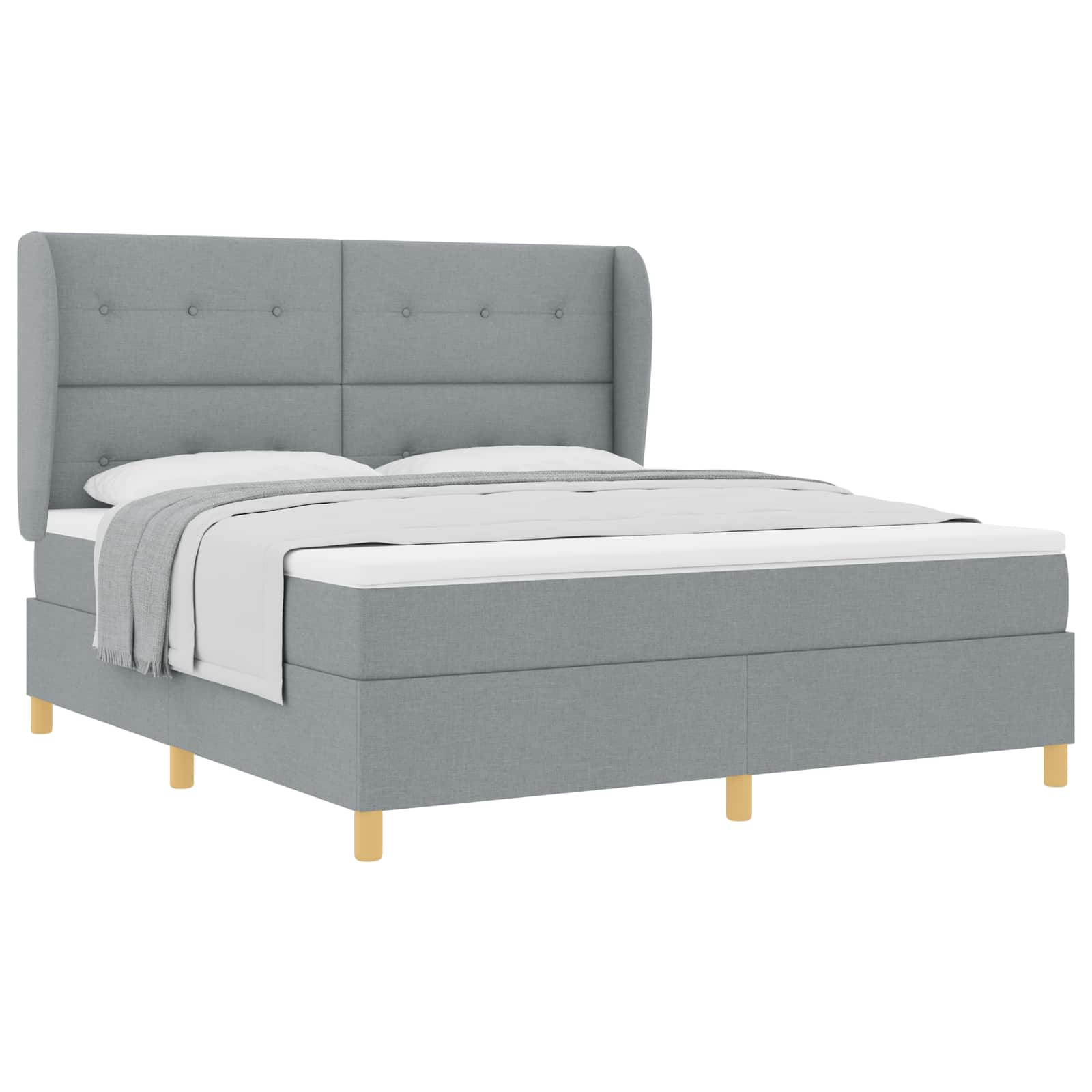 Boxspringbett mit Kopfteil Hellgrau 200 x 180 cm Stoff