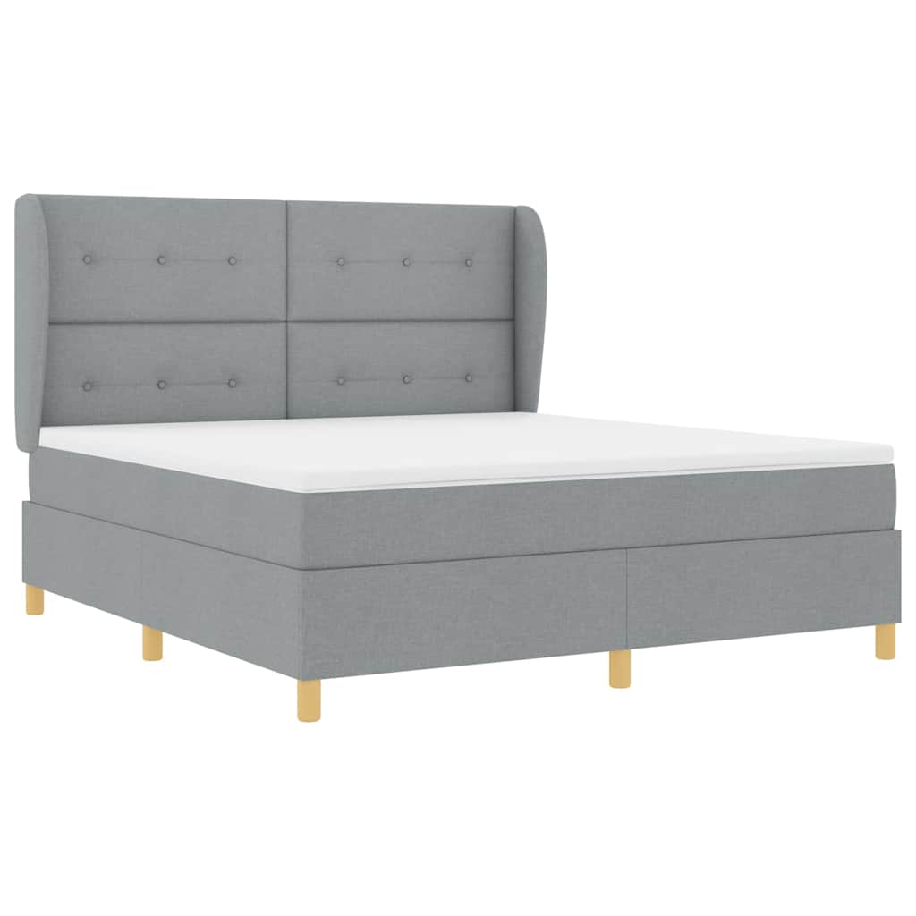Boxspringbett mit Kopfteil Hellgrau 200 x 180 cm Stoff