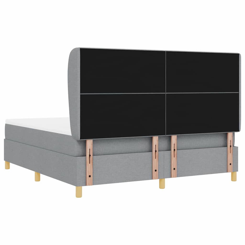 Boxspringbett mit Kopfteil Hellgrau 200 x 180 cm Stoff