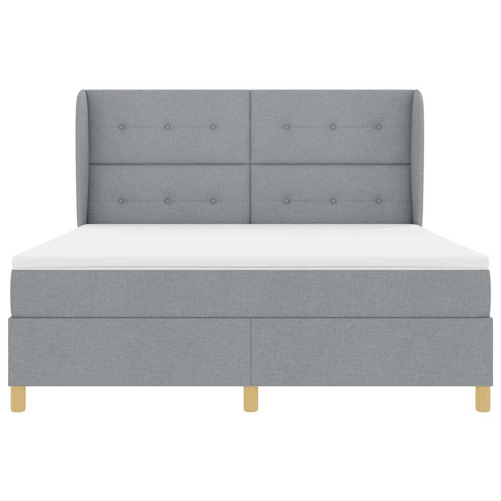 Boxspringbett mit Kopfteil Hellgrau 200 x 180 cm Stoff