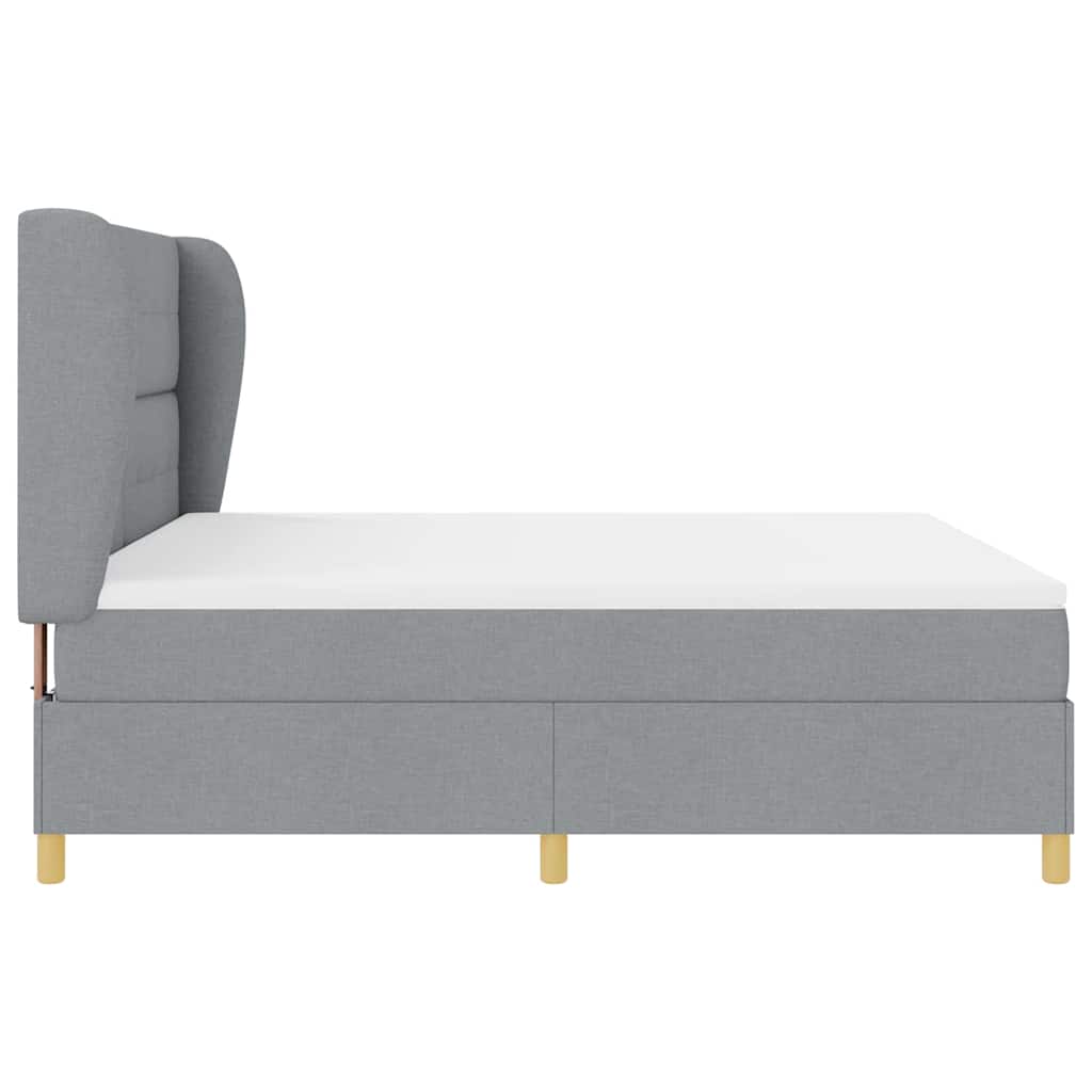 Boxspringbett mit Kopfteil Hellgrau 200 x 180 cm Stoff