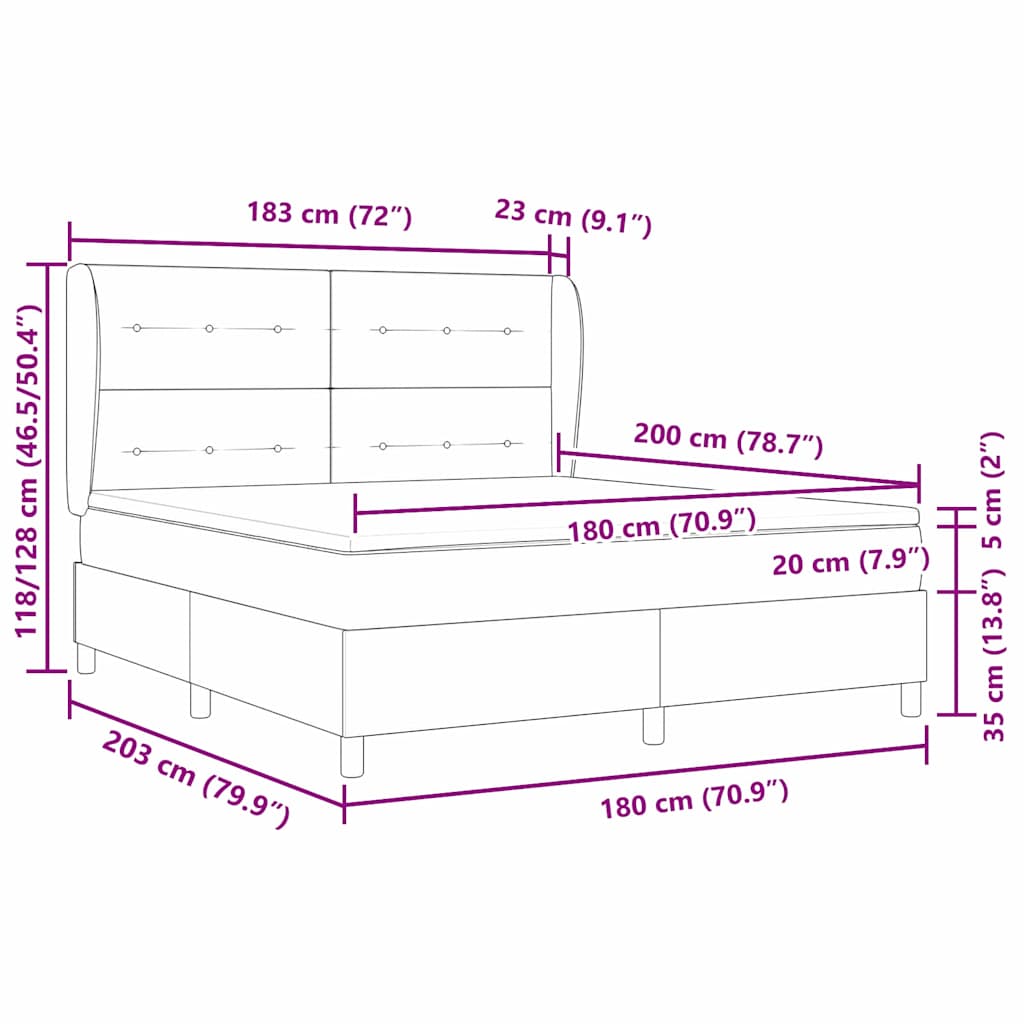 Boxspringbett mit Kopfteil Hellgrau 200 x 180 cm Stoff