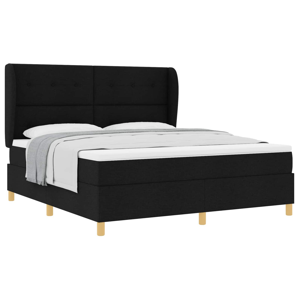 Boxspringbett mit Kopfteil Schwarz 200 x 180 cm Stoff