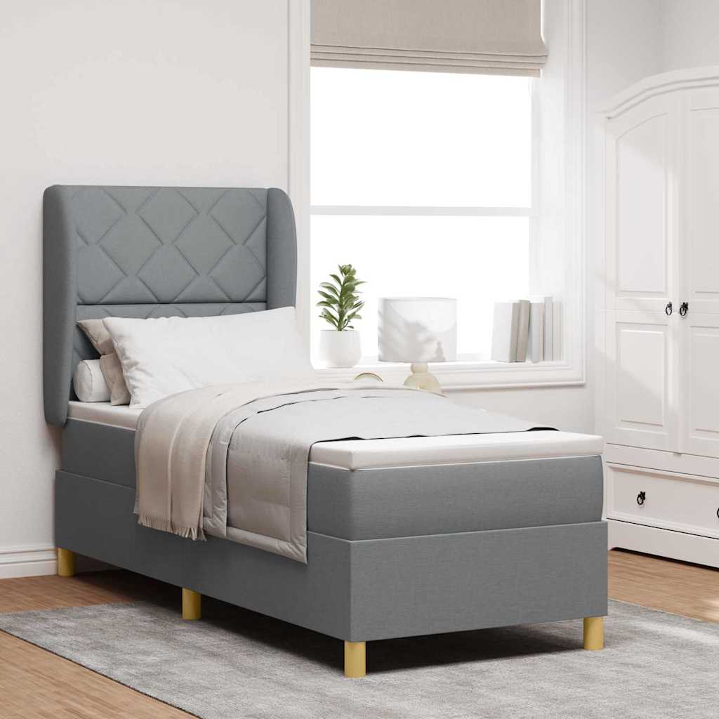 Boxspringbett mit Kopfteil Hellgrau 200 x 80 cm Stoff