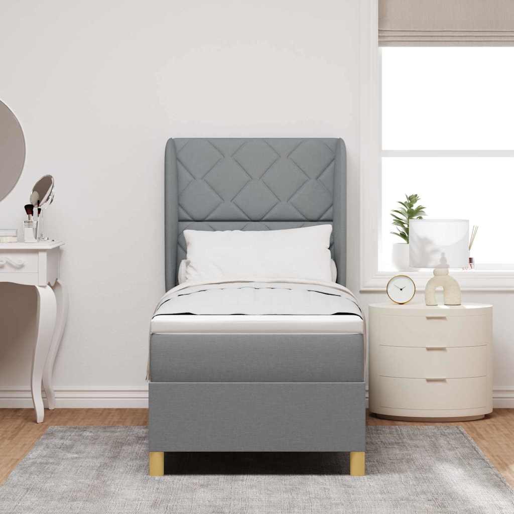 Boxspringbett mit Kopfteil Hellgrau 200 x 80 cm Stoff