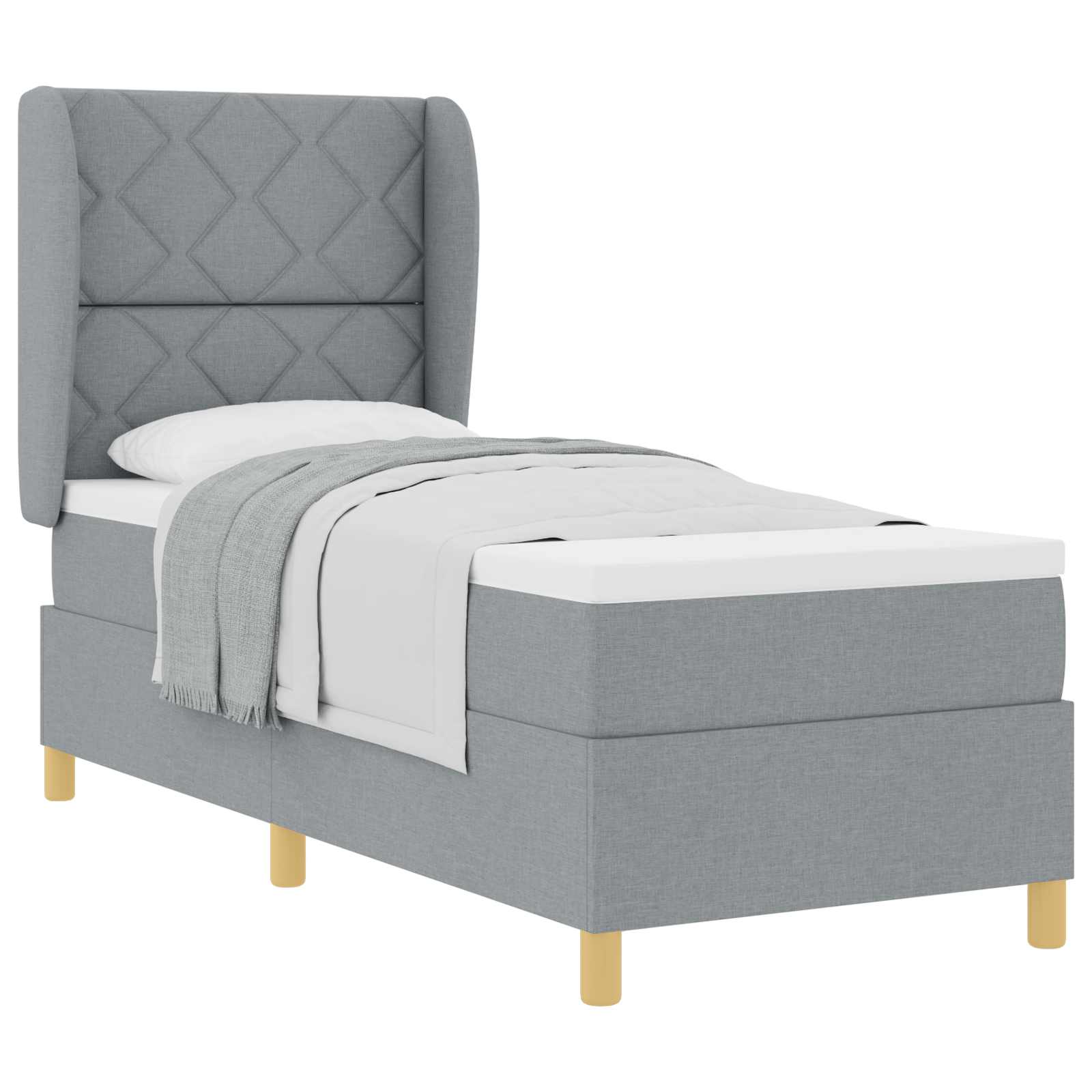 Boxspringbett mit Kopfteil Hellgrau 200 x 80 cm Stoff