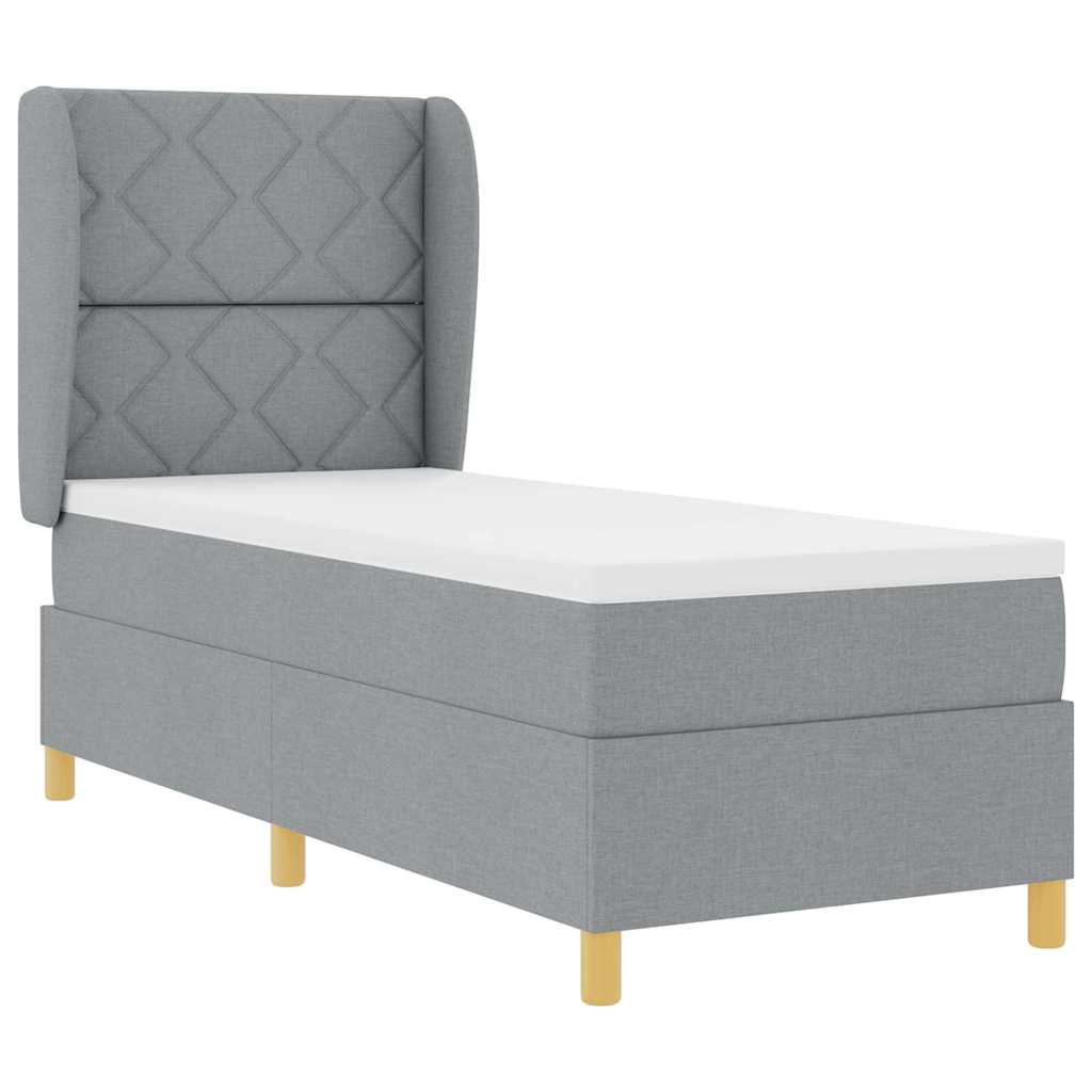 Boxspringbett mit Kopfteil Hellgrau 200 x 80 cm Stoff