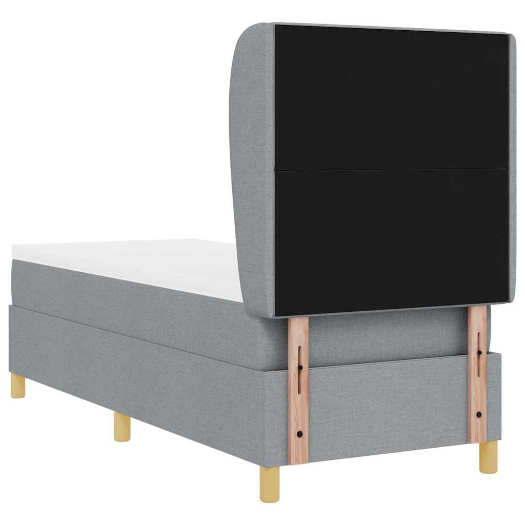 Boxspringbett mit Kopfteil Hellgrau 200 x 80 cm Stoff
