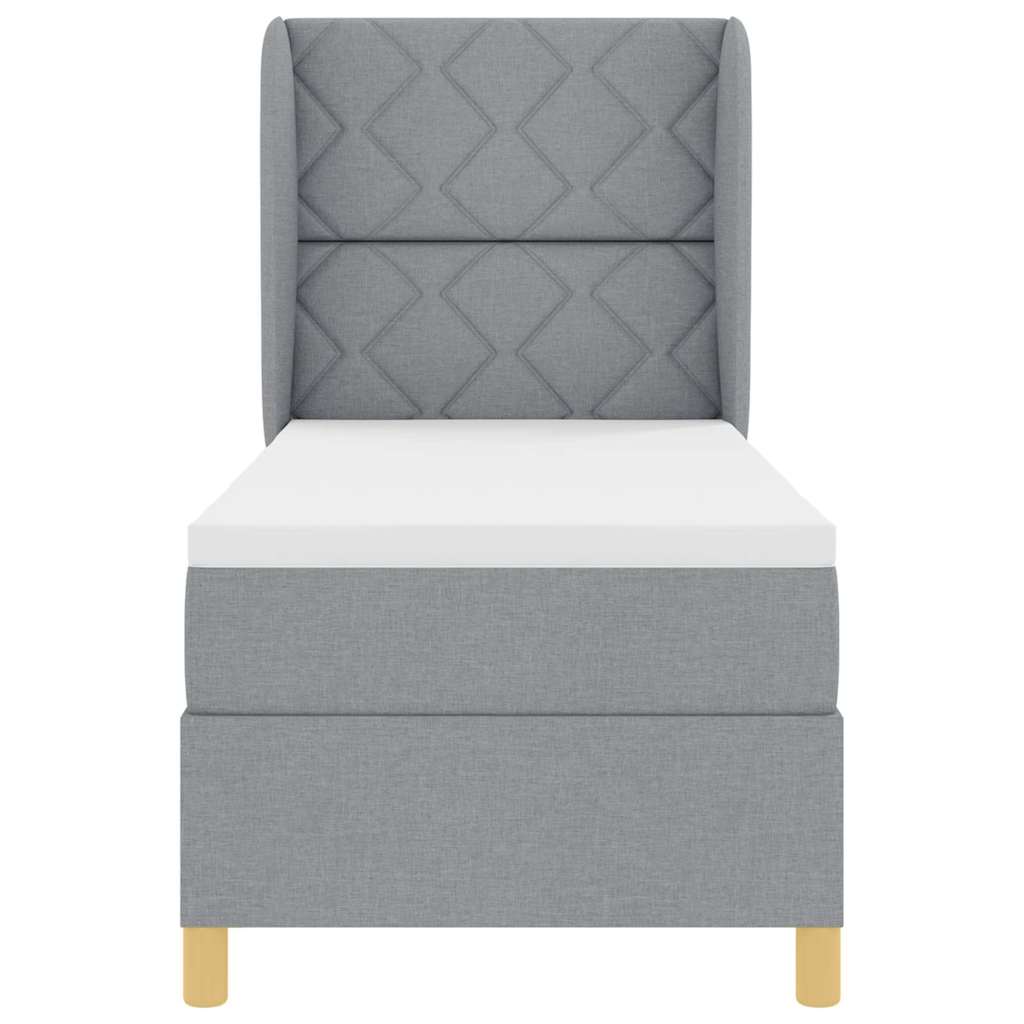 Boxspringbett mit Kopfteil Hellgrau 200 x 80 cm Stoff