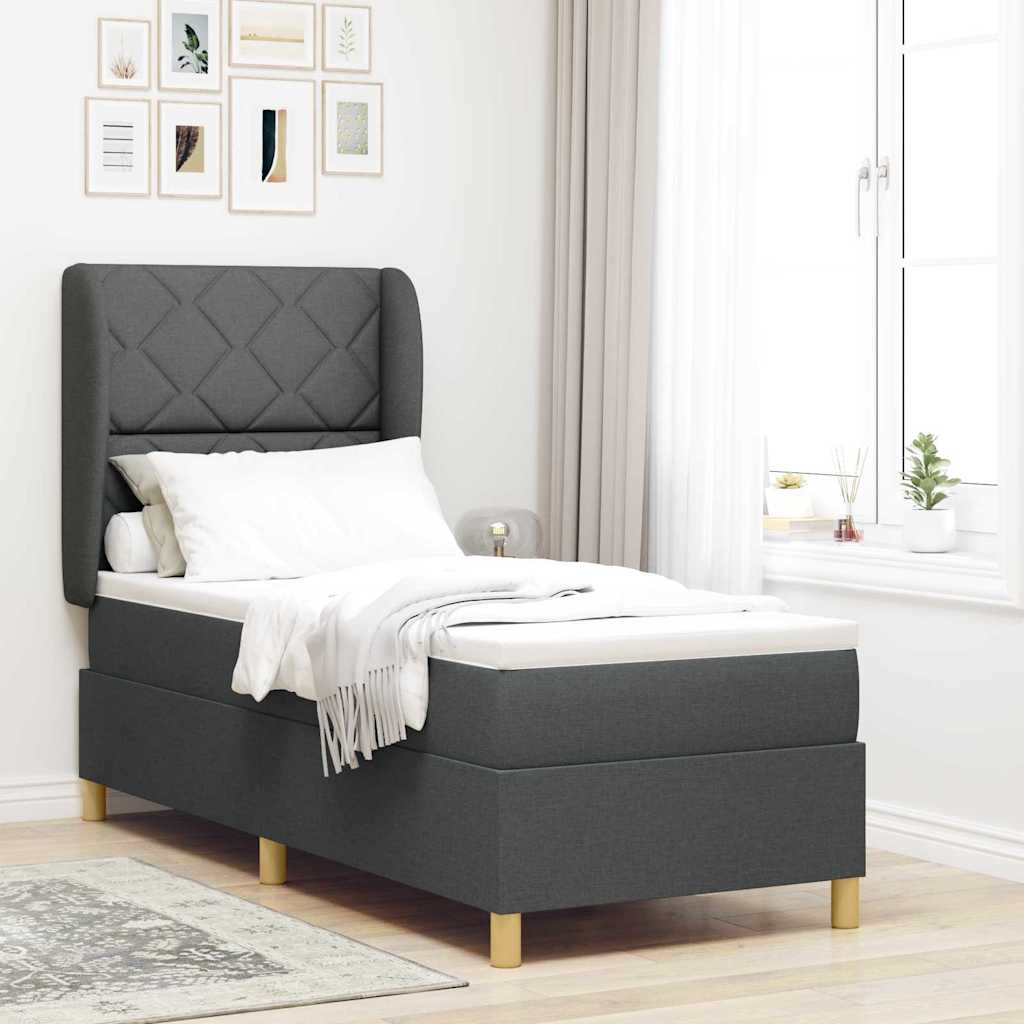 Boxspringbett mit Kopfteil Dunkelgrau 200 x 80 cm Stoff