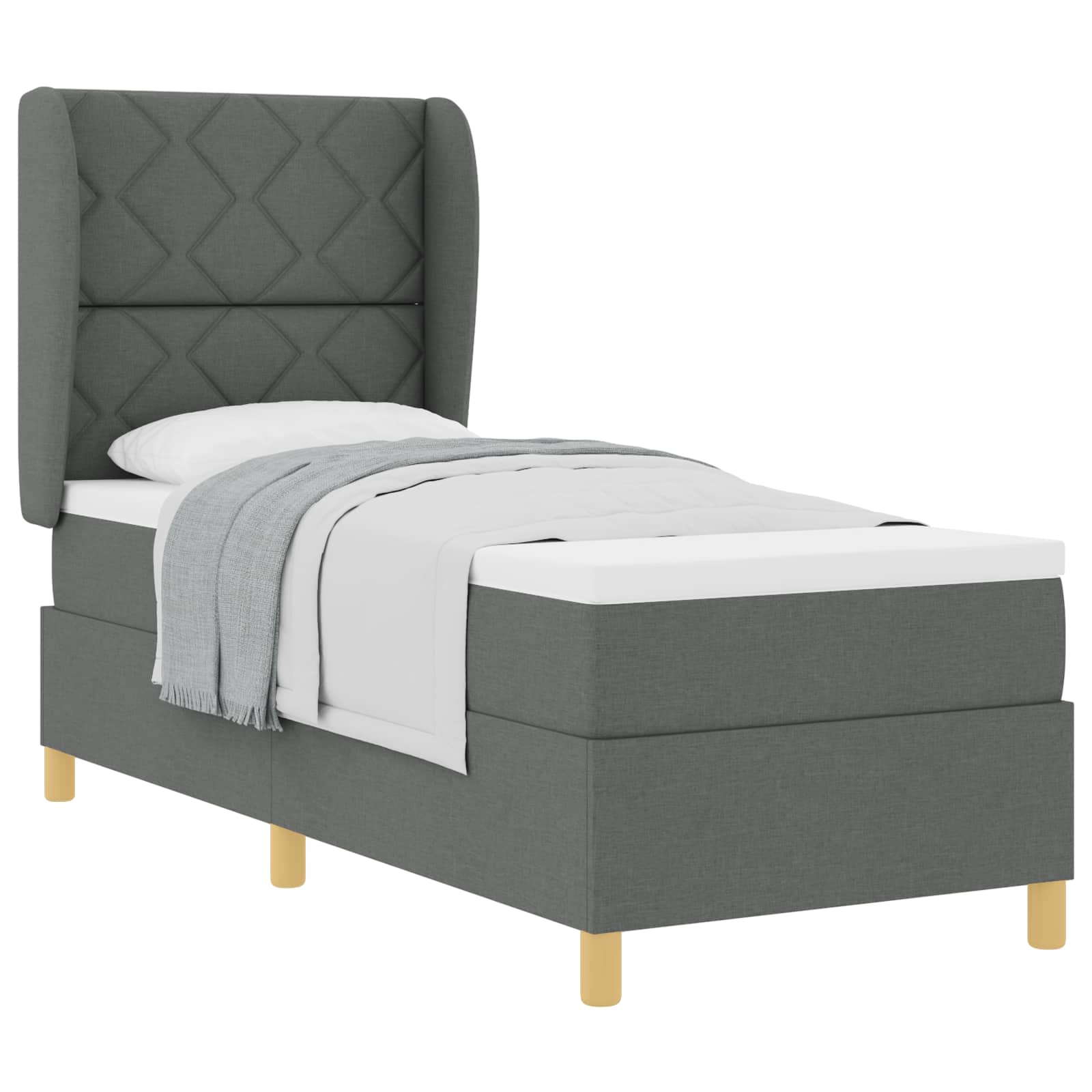 Boxspringbett mit Kopfteil Dunkelgrau 200 x 80 cm Stoff