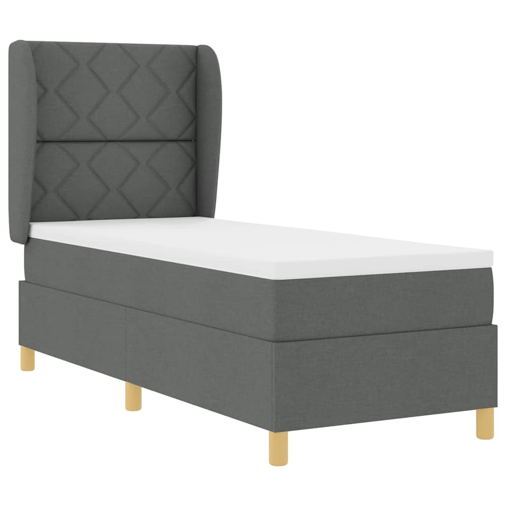 Boxspringbett mit Kopfteil Dunkelgrau 200 x 80 cm Stoff