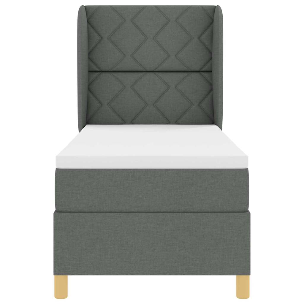 Boxspringbett mit Kopfteil Dunkelgrau 200 x 80 cm Stoff