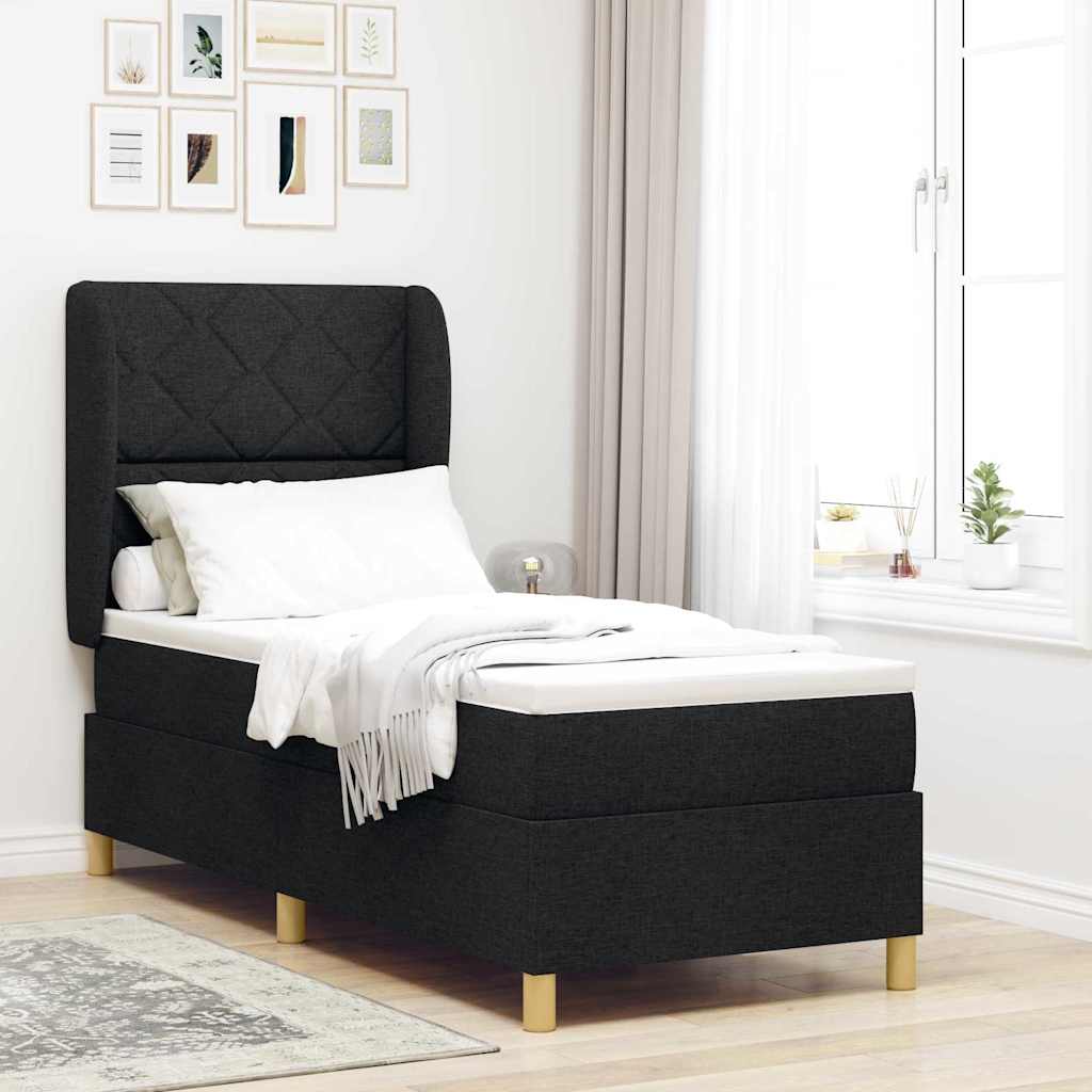 Boxspringbett mit Kopfteil Schwarz 200 x 80 cm Stoff