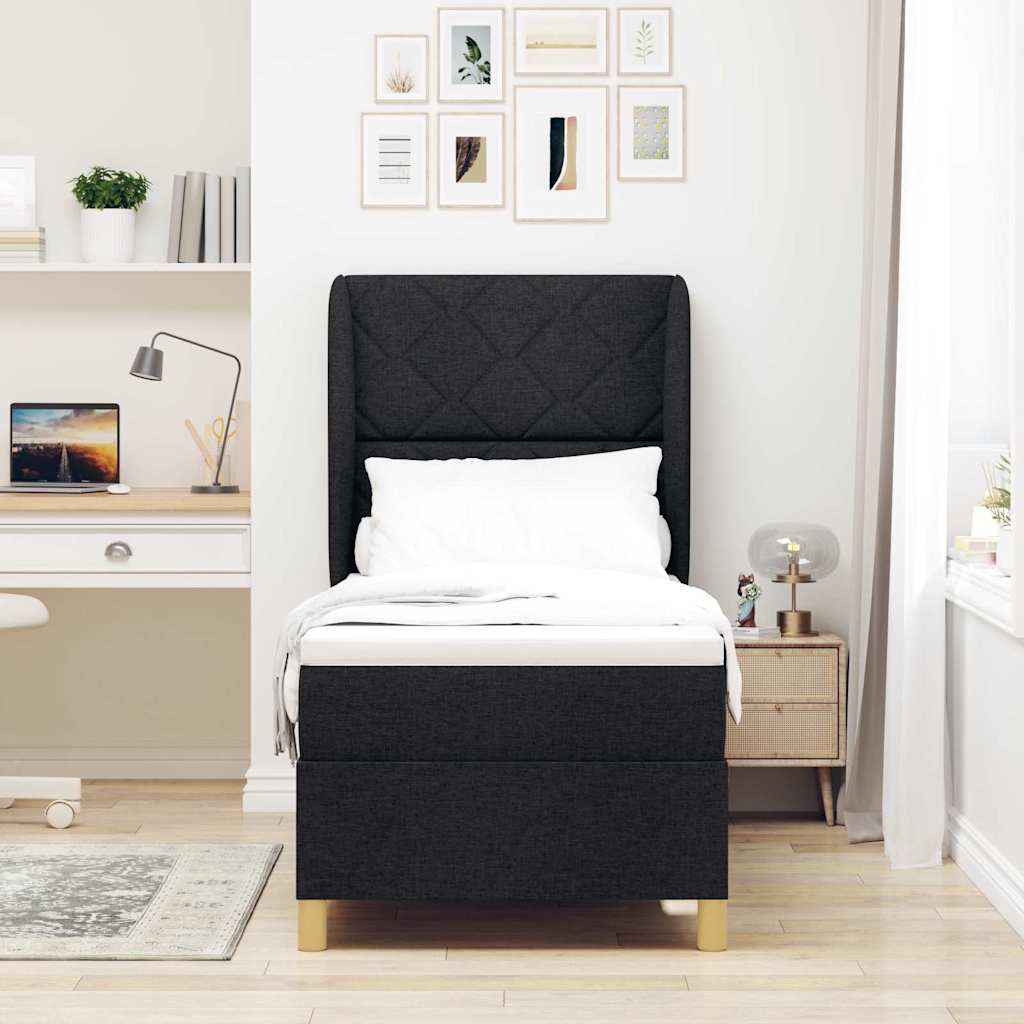Boxspringbett mit Kopfteil Schwarz 200 x 80 cm Stoff