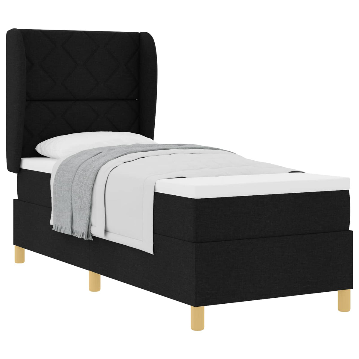 Boxspringbett mit Kopfteil Schwarz 200 x 80 cm Stoff