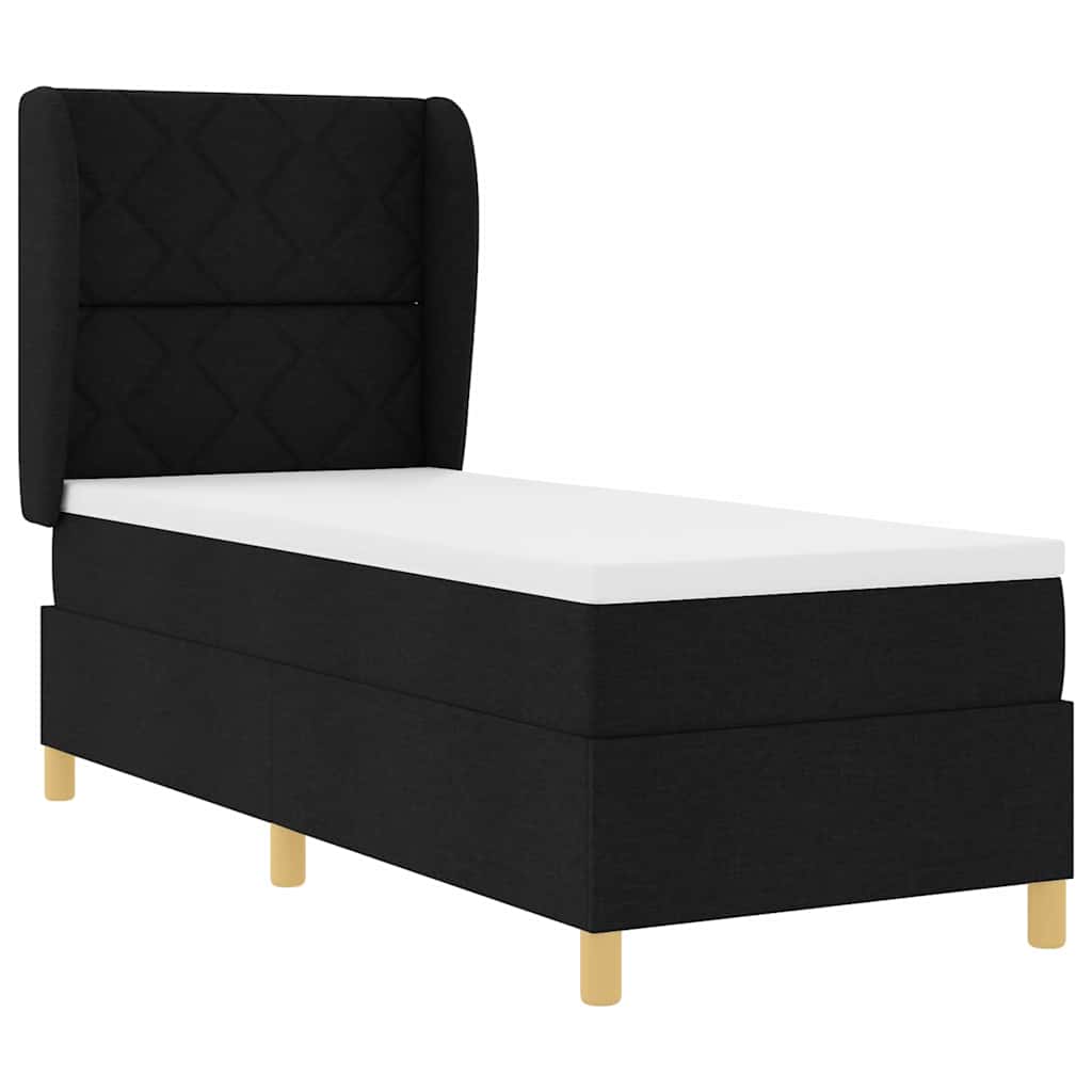 Boxspringbett mit Kopfteil Schwarz 200 x 80 cm Stoff