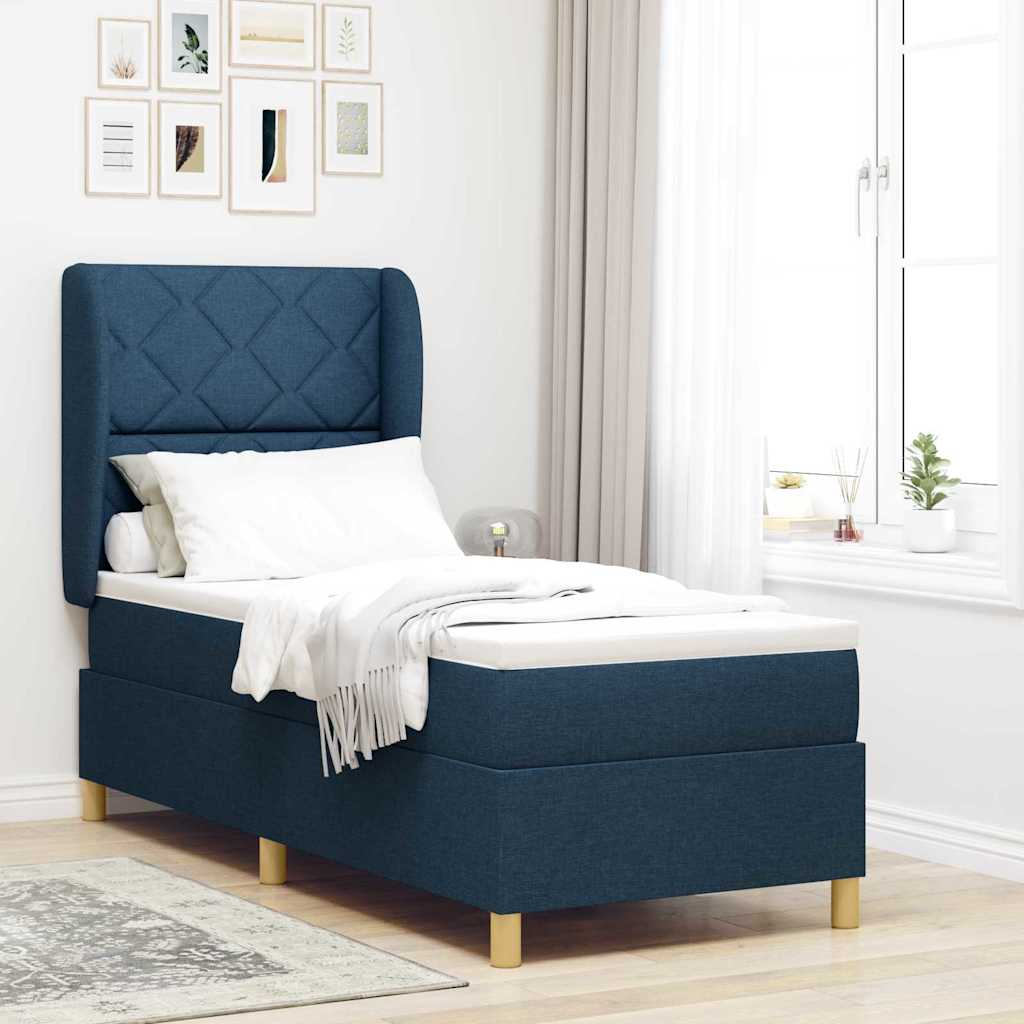Boxspringbett mit Kopfteil Blau 200 x 80 cm Stoff