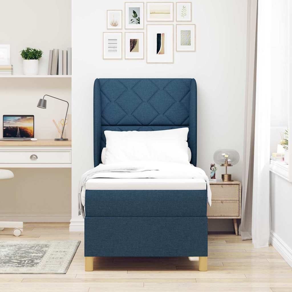 Boxspringbett mit Kopfteil Blau 200 x 80 cm Stoff