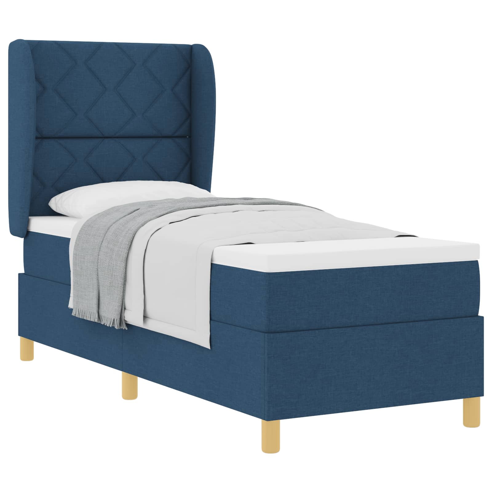 Boxspringbett mit Kopfteil Blau 200 x 80 cm Stoff