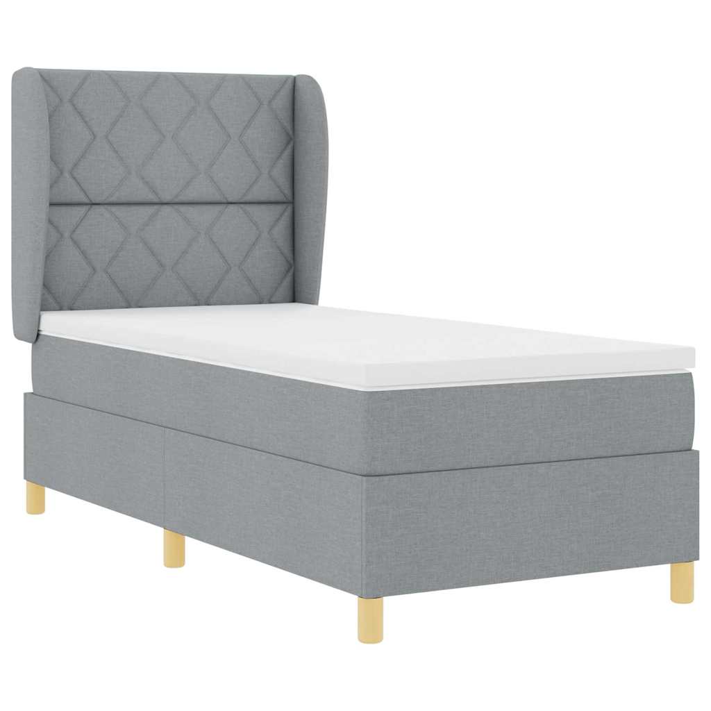 Boxspringbett mit Kopfteil Hellgrau 190 x 90 cm Stoff
