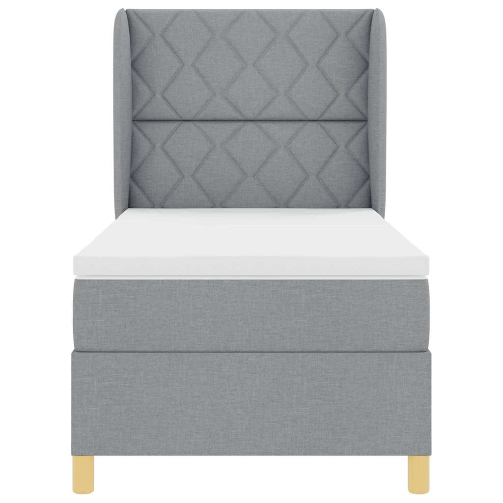 Boxspringbett mit Kopfteil Hellgrau 190 x 90 cm Stoff